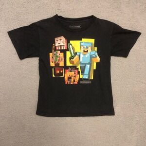 2013 Minecraft Mojang T Shirt Boys Small Black Steve Ghast Pigman Jinx Tee